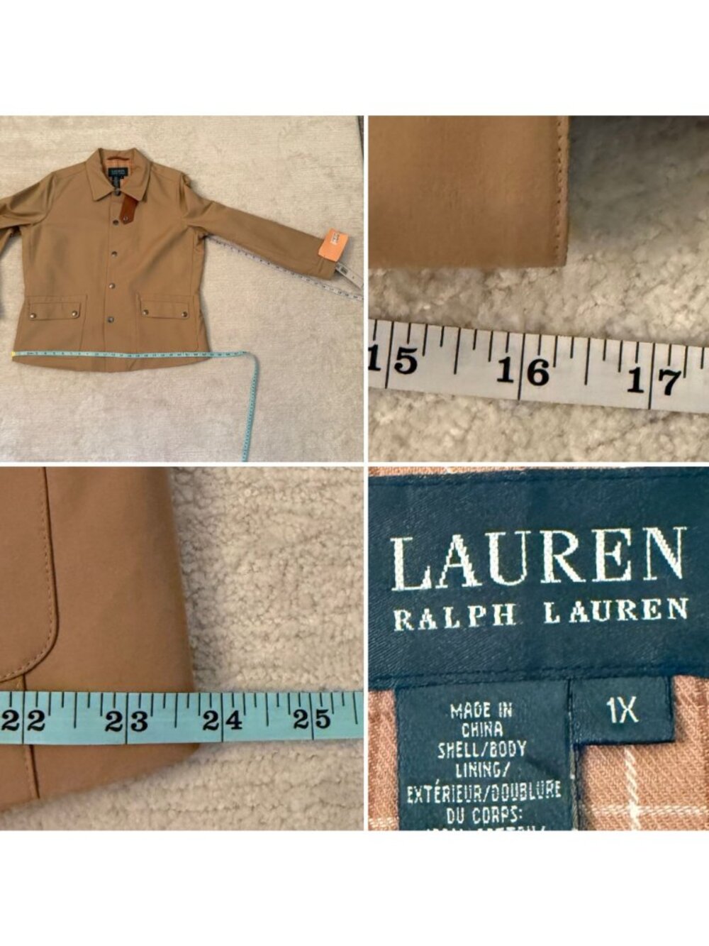 Lauren Ralph Lauren Woman Beige Lightweight Button Front Jacket Size 1X - Picture 9 of 12